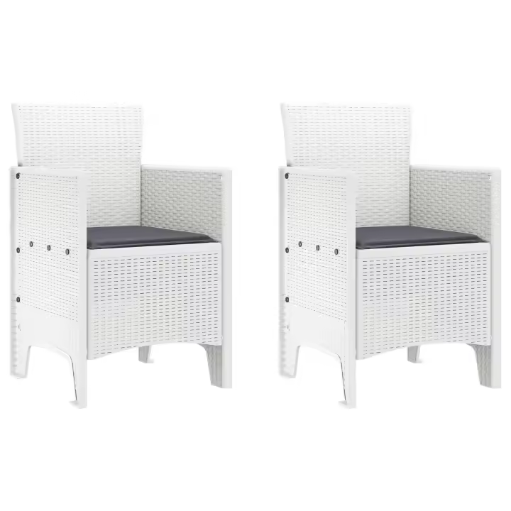 Silla de Jardín vidaXL Set de 2 Blanco, Antracita Polipropileno, Poliéster - 1