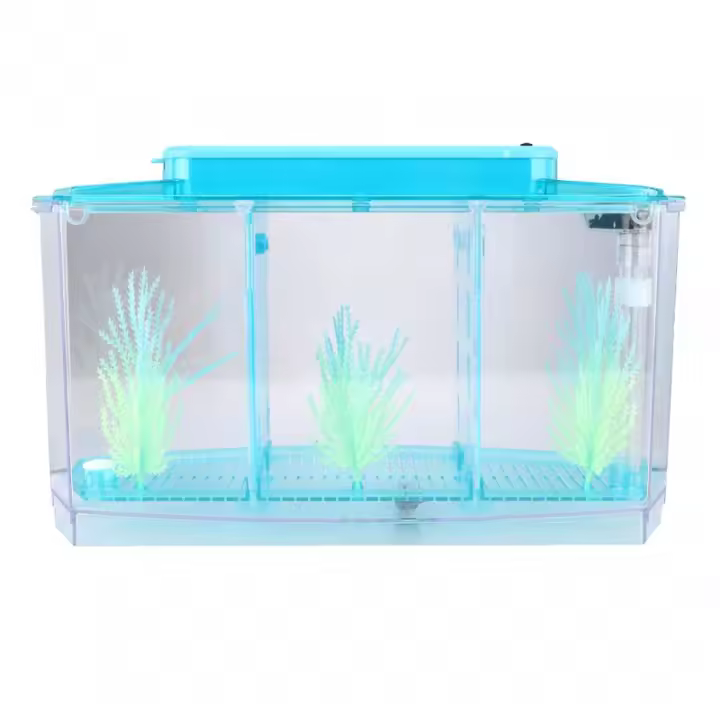Tanque De Acuario Con LED Y División En Tres Secciones Para Cría Y Aislamiento De Pequeños Peces Tanque De Acrílico Para Acuarios - 1