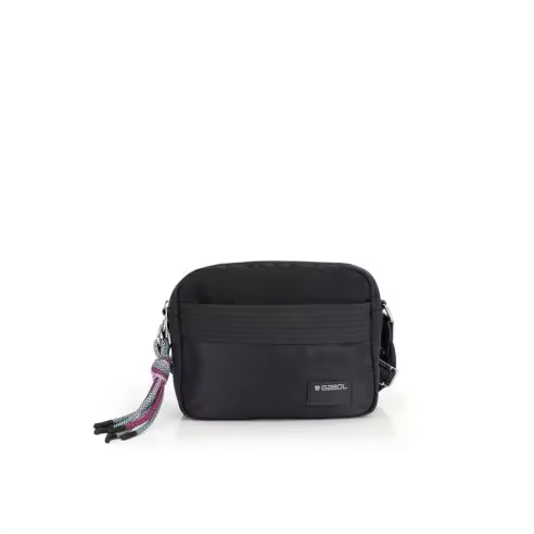 Gabol Bolso Bandolera Doble Compartimento Impermeable de Mujer - Colección Aroa - Bolsillos Exteriores - Referencia 604108-001 Negro - Medidas 22x16x8 Cm - Nueva Colección 25 - - 1