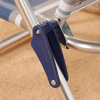 Silla playa plegable baja 5 posiciones a rayas azules y grises Aktive - details 4