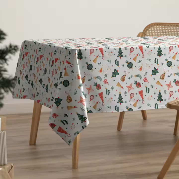 Gamusi Mantel navidad antimanchas algodón estampado impermeable tacto tela GINGER - 1