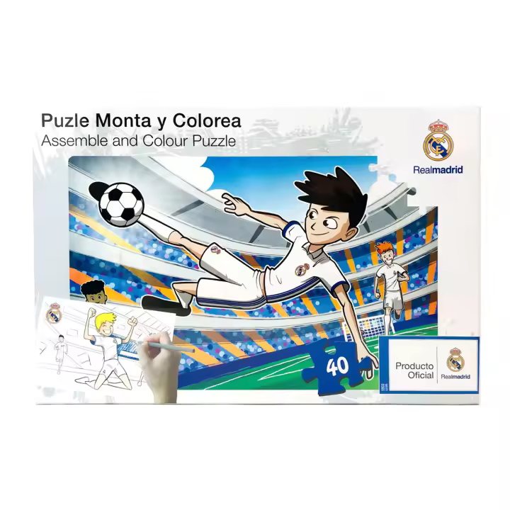 Puzzle Real Madrid Puzzle Monta y Colorea Real Madrid 40 Piezas para Niños y Niñas, Regalo Cumpleaños, Navidad, Reyes - 1