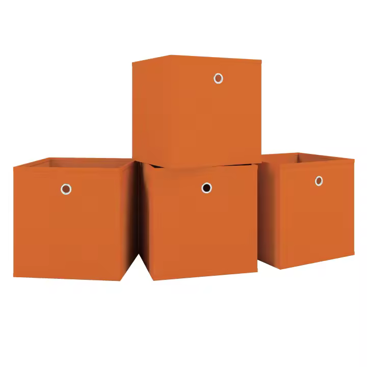 Juego de 4 cajas plegables caja plegable caja de tela caja plegable caja estante caja de almacenamiento Boxas Juego de 4 cajas plegables caja plegable caja de tela caja plegable caja estante caja de almacenamiento Boxas - 1