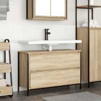 vidaXL Mueble de baño con lavabo y cajones roble Sonoma 90x34,5x60 cm - details 0