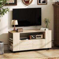 TV Unit with Wheels, Mobile TV Table, TV Unit up to 42 Inches, with 2 Drawers, Adjustable Shelves for Living Room, Dining Room, Bedroom, Natural Wood - details 4