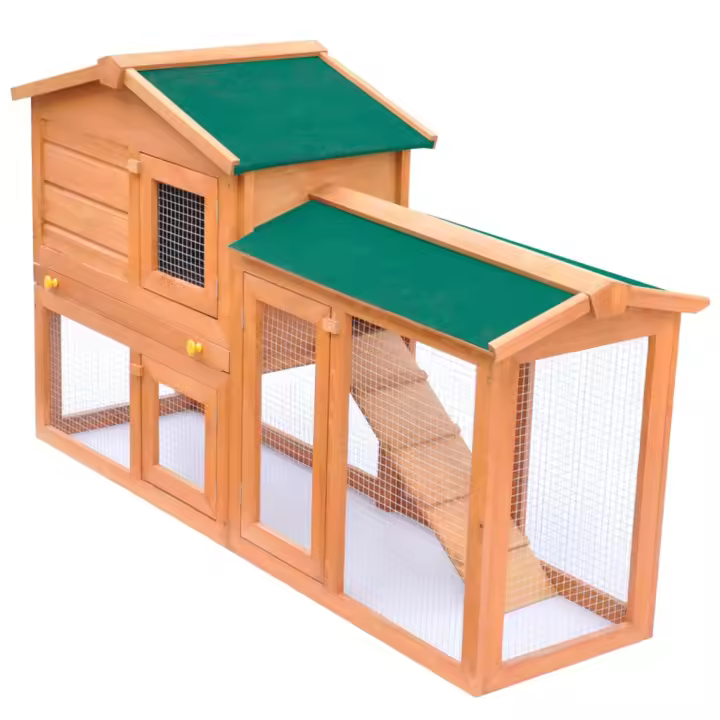 vidaXL Conejera de Exterior de Madera Casa de Animal Pequeño Jaula de Mascota Color Marrón y verde,  Marrón,  red and white y mas - 1