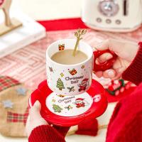 Juego De Taza Y Tazón De Cerámica Con Cuchara Tema Navideño Taza De Café Dibujo Animado Taza Para Bebida Taza De Leche Regalo Con Cuchara Taza De Mug - details 5