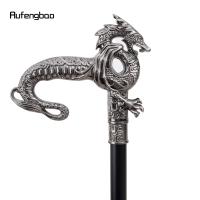 Bastón De Moda Dragón Plateado Elegante 93cm Tacón De Goma Manija Recta De Acero Para Hombres Decoración De Callejero - details 6