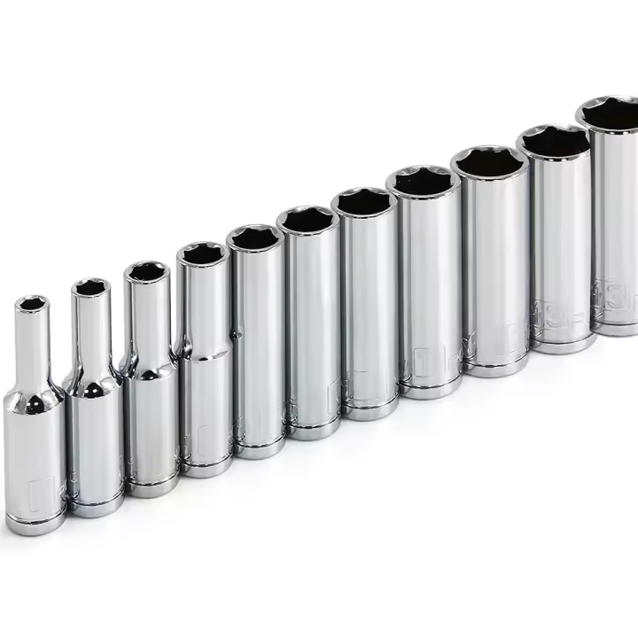 Juego De Llaves Inglesas Crono 1/4 Pulgada 6 Puntos Profundo De 4 a 14 Mm 11 Piezas Grado Profesional Para Venta Por Lote - 1