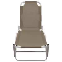 vidaXL Tumbona de aluminio y textilene Negro, Crema, Taupé Sillas de Exterior Ideal para jardín, playa, piscina, terraza Tumbona Piscina Tumbonas Playa Tumbonas Jardín Exterior - details 2