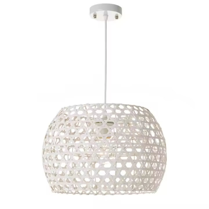 Lola Home Lámpara de techo rejilla de bambú blanca de Ø 35x24 cm - 1