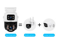 Cámara De Seguridad IP KERUI PTZ Dual Lens 6MP POE Exterior Video CCTV Observación Remota Compatible Con Onvif iCSEE Negra - details 1