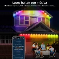 Cadena De Luces LED Festoon 10M 25LED RGB Impermeable Con Control Remoto Y APP Para Decoración De Jardín Y Navidad Luz Exterior De Garlandas - details 7