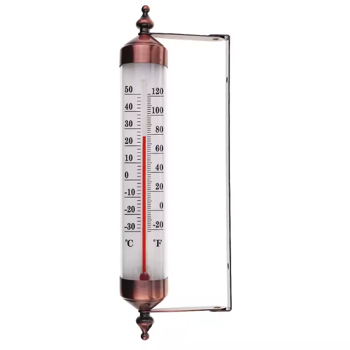 Termómetro al Aire Libre con diseño de bronce del Efecto-termómetro elegant del Jardín convenient al Aire Libre para El Garaje de la pared exterior del winterbadero del indicador de la temperatura - 1