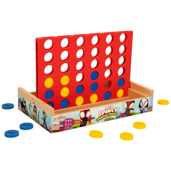 WOOMAX Spidey y su superequipo Juego 4 en raya, Juego 4 en raya para niños / Juegos de mesa para niños, juguetes educativos de madera, regalos para niños - 1