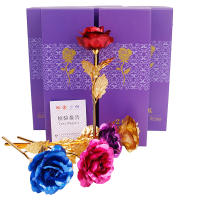 Rosa Dorada 24K Artificial Colorida Flor Metálica Regalo Único Para Las Mujeres En Día De San Valentín Con Caja De Regalo Decoración - details 7