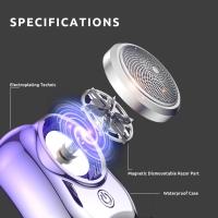 Portable Electric Shaver, Mini Electric Shaver,USB Rechargeable Washable Lightweight Razor for Travel Office etc (Purple) - details 3