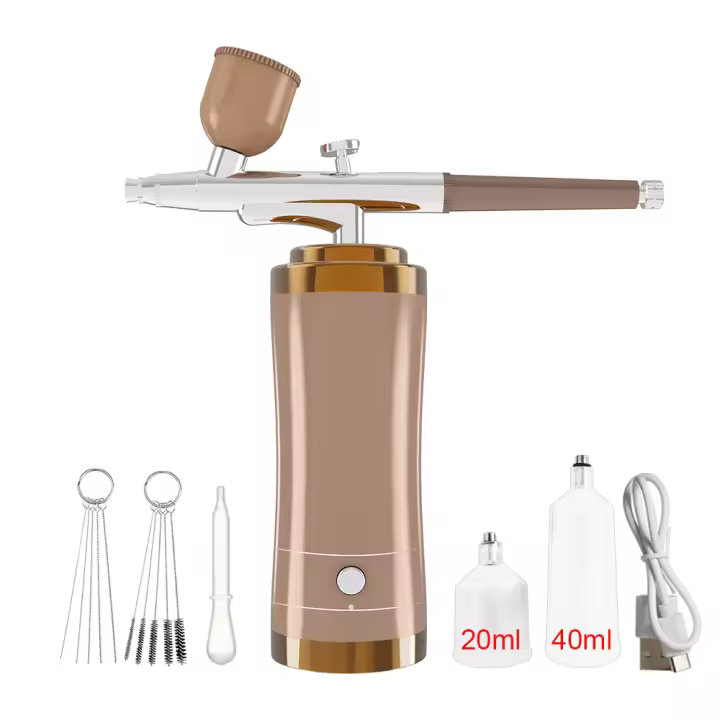 Kit De Aerógrafo Para Uñas Con Compresor Portátil Para Pintura De Galletas Y Artesanías Herramienta De Belleza Multifuncional Recargable Metal - 1
