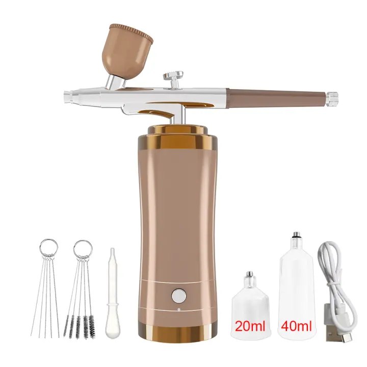 Kit De Aerógrafo Para Uñas Con Compresor Portátil Para Pintura De Galletas Y Artesanías Herramienta De Belleza Multifuncional Recargable Metal - 1