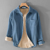 Camisa De Algodón De Corduroy Para Hombres Diseñadora Italiana Calidad Superior Moda Otoño Invierno Talla Grande Cuello Cuadrado Estilo Casual - details 6
