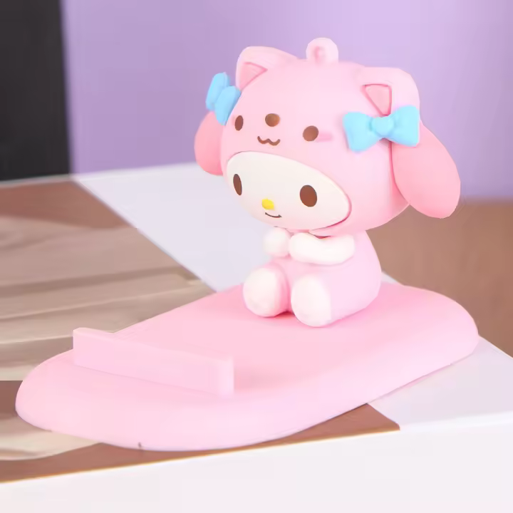 Soporte De Teléfono Móvil Kawaii Sanrio Hello Kitty Con Kuromi Cinnamoroll Melody Figura De Anime Decoración De Escritorio Regalo Para Fans De Sanrio - 1