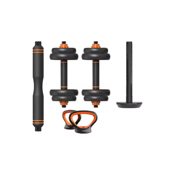 Kit de pesas 10Kg Xiaomi Fed: mancuernas (pesos + barras) + barra + pesa rusa - 1
