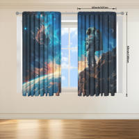 2pcs Cortina Astronauta Impresión Para Decoración De Hogar Tratamiento De Ventana Para Dormitorio Oficina Cocina Sala De Estar Y Estudio - details 12