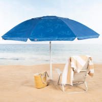 Aktive - Sombrilla de playa 220 cm, color azul con estampado interior de anclas, mástil de acero inclinable, ventilación superior, resistente al viento y protección UV30, con bolsa de transporte, sombrillas - details 1
