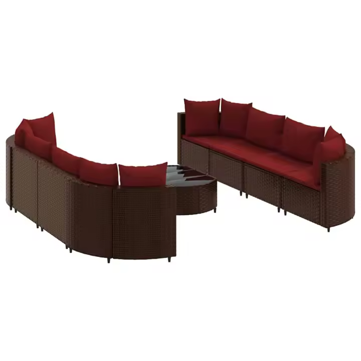 vidaXL Set de sofás de jardín 9 pzas y cojines ratán sintético marrón - 1