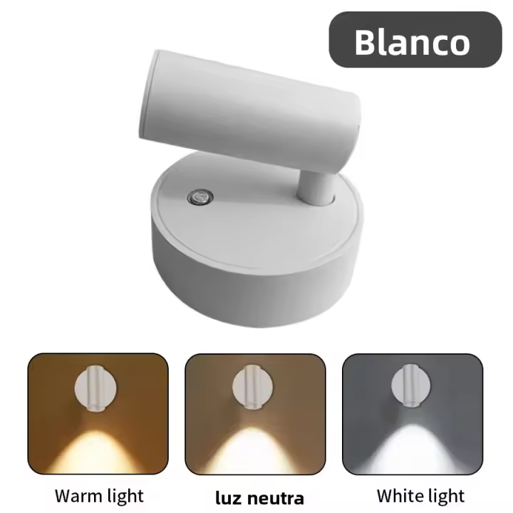 Lámpara De Pared LED Recargable USB Con Base Magnética Luz Sin Cable Con Interruptor Táctil Blanco Negro Oro Silber Dimmable Para Lectura - 1
