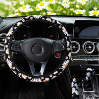 Cubierta De Volante Y Freno De Mano De Tela Con Diseño De Flor Y Red De Araña Sin Anillo Interior 3 Piezas Para Coche - details 8