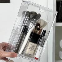 Caja De Almacenamiento Para Cepillos De Maquillaje Transparente Con Tapa Gran Capacidad Contenedor De Labiales Inclinados Organizador De Mesita De Vestir - details 3