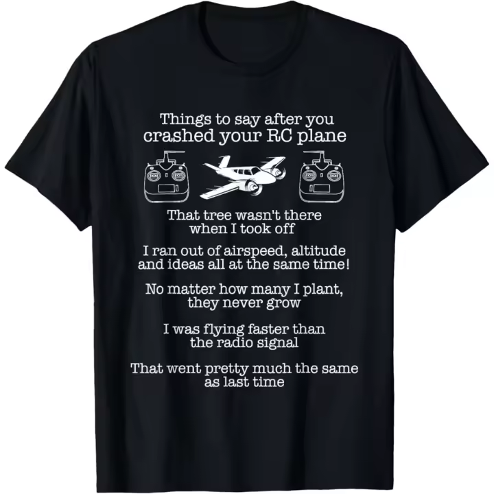 Camiseta de Manga Corta, 100% Algodón, Ropa Unisex para Hombres y Mujeres en 5 Tallas, Camiseta Negra, Words to say - Remote controlled airplane pilot remote controlled airplane T-shirt - 1