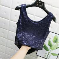 Chaleco De Noche Con Lentejuelas Para Mujer Estilo De Calle Blanca Brillante Poliéster Talla Regular Top De Verano 2022 - details 16