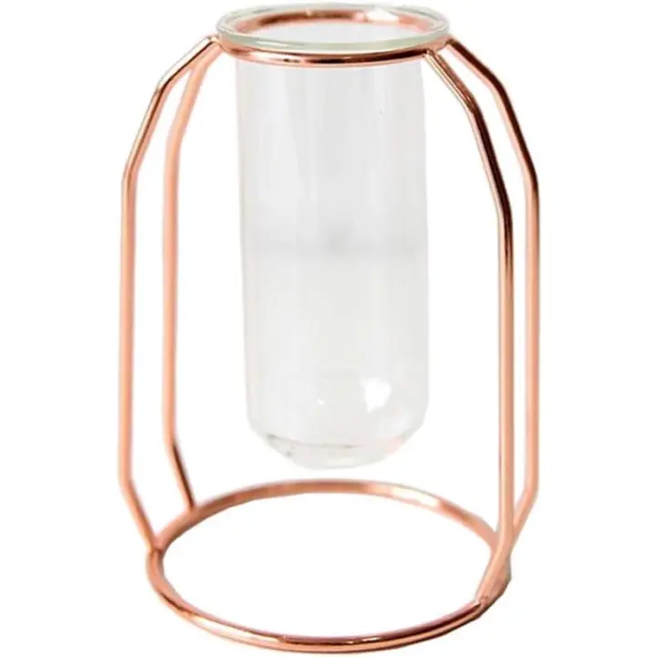1 unid tubo de vidrio hidropónico verde plantador de vidrio florero planta de metal contenedor rack tubo de flor para oficina en casa (solo tubo trompeta) - 1