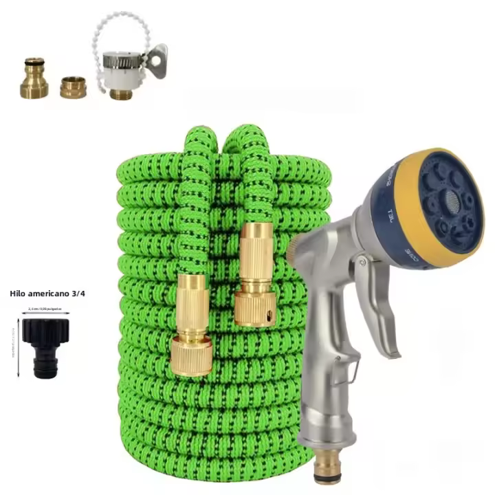Bomba De Jardín De Alta Presión Expansable Flexible PVC 2.5-30 Metros Con Gun Para Riego De Campo Lavado De Coche Reel - 1