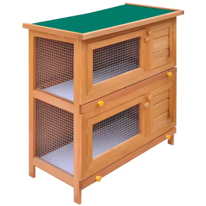 vidaXL Conejera de Exterior Madera 4 Puertas Casa de Conejos Jaula de Mascota Color Gris,  Marrón,  Rojo y mas - 1