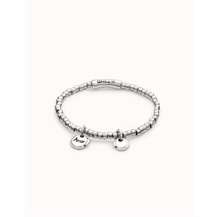 Pulsera UNO DE 50 Mujer Amor Sellado - Metal bañado en Plata - Elástica - 1