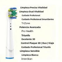 Cabezales De Repuesto FlossAction Para Cepillo De Dientes Eléctrico Oral B pro Health D16 D12 8860 8875 8900 8950 Para Adultos - details 2