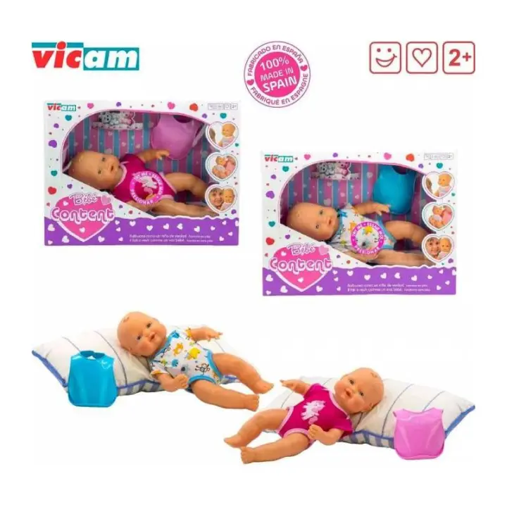 Vicam MUÑECO BEBE CONTENT BALBUCEO Juguete para Niños 3+ Sin Pilas - 1