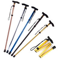 Bastón Multifuncional De Caminar Pólipos Telescopios Plegables Bastón De Ancianos Bastón De Madera Metálica Bastón De Paseo Al Aire Libre - details 0