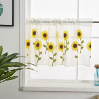 Cortina Valance Sutil Bordado De Hoja Con Cinta Voile Tratamiento De Ventana Para Ventanas Pequeñas/Cocina 39.4x19.7 Pulgadas 1 Panel - details 10