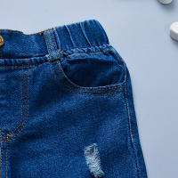 Pantalones De Mezclilla Para Niños Con Agujeros Estilo Casual Y Cómodo Denim Suave Para Niñas Y Niños De 1-3 Años Cierre Elástico - details 4
