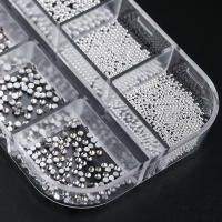 1Caja De Perlas 3D Para Uñas Blancas Con Diamantes Decoración De Tamaños Mixtos Para Arte De Uñas Belleza Encantos De Uñas Para DIY Manicura - details 2