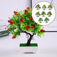 Planta Artificial De Bonsái De Frutas Con Naranja Manzana Limón Decoración Para El Hogar Y Sala De Estar Arbolado Falso De Tamaño Pequeño - details 0
