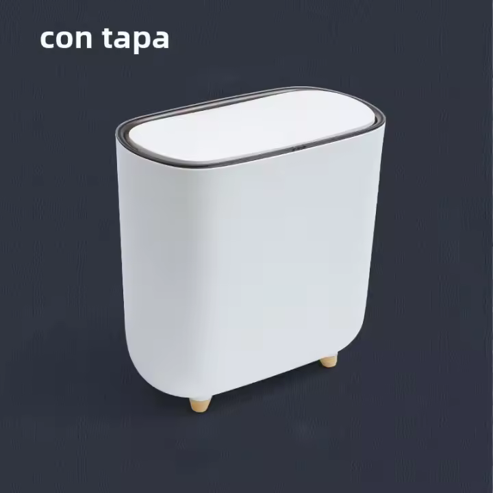 Bandeja De Papelera Con Tapa En Forma De Anillo Para Baño Espaciosa Y Elegante Para Clasificación De Residuos - 1