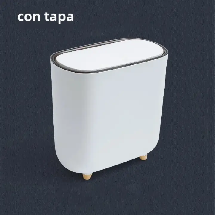 Bandeja De Papelera Con Tapa En Forma De Anillo Para Baño Espaciosa Y Elegante Para Clasificación De Residuos - 1