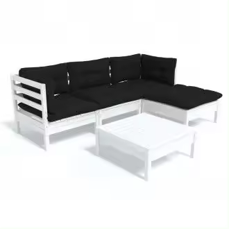 VIDAXL conjunto de muebles de madera de pino blanco con cojines gris antracita 5 plazas vida xl - 1