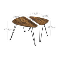 Juego de 2 mesas auxiliares de nido, estilo industrial, para salón, comedor y dormitorio, marrón rústico y negro - details 2
