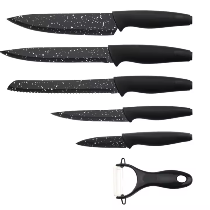 Set de Cuchillos De Cocina Elite, De Acero Inoxidable y Pelador, Mango Ergonómico Con Agarre Antideslizante - 1